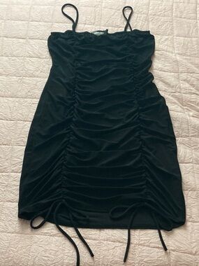 Black Ruched Mini Bodycon Dress